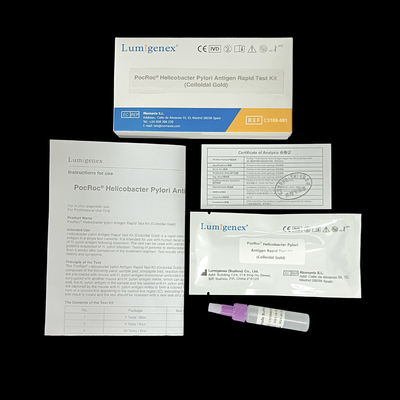 การทดสอบอย่างรวดเร็ว Lumigenex Helicobacter Pylori โดยใบรับรอง CE ทองคำคอลลอยด์