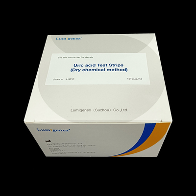 แถบทดสอบกรดยูริกที่ผ่านการรับรอง ISO13485 เคมีแห้ง 4 นาที